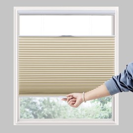 Persilux Custom Window Blinds Top Down Bottom Up Cellular Shades Cordless Blackout Blinds Rooming Darkening Blinds for Windows Insulated Pleated Shades Accordion Blinds for Home Beige