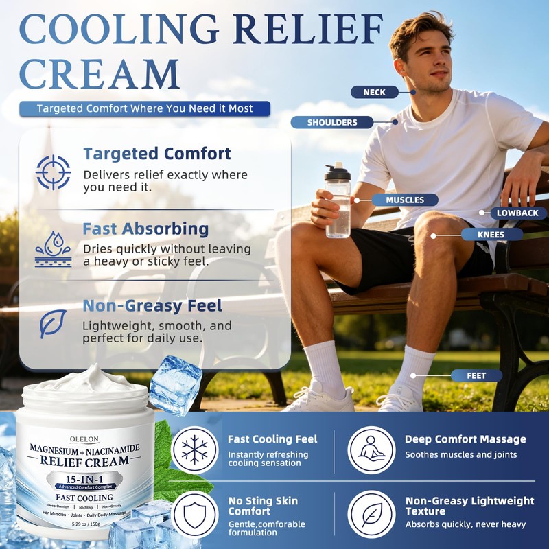 Magnesium Niacinamide Freeze Relief Cream for Joints, Knees, Feet &