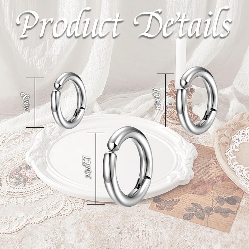 TEOZBLU 3 Pairs of Stainless Steel Clip On Ear Studs