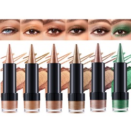 LANGMANNI 6Pcs Pointed Eyeshadow Stick,Dual-End Design with Creamy Gel,Long-Lasting Multi-Use Colorful Eyeliner Pencils,Perfect for Girls Daily Eye Makeup(#123456)