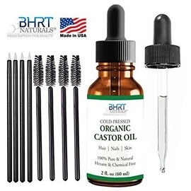 BHRT NATURALS Organic Castor Oil for Eyelashes and Eyebrows With Applicator Kit 2 Ounces 60 ML