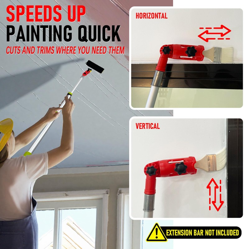 Multi-Angle Paint Brush Extender, Extension Pole Attachment Holder for Paint
