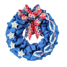 20 Inch Large Sizes Patriotic Wreath for Front Door 4th of July Wreath Decorations with Bowknot American Flag Memorial Day Patriotic Party Supplies for Home Decorations Indoor Outdoor