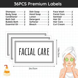 Segbeauty Bathroom Labels for Organizing, 36PCS Waterproof Laundry Labels Soap Dispenser Stickers, Self-Adhesive Removable Beauty Skincare Organization Label for Bathroom Kitchen Laundryroom Dresser