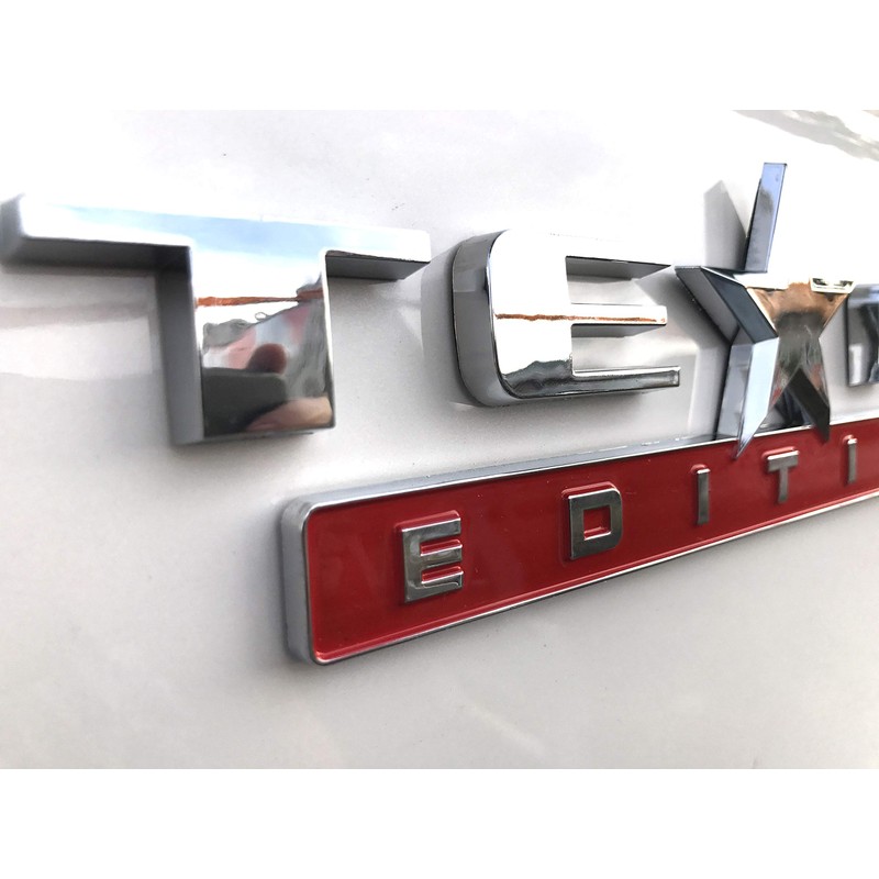 1 Count Silver+Red 3D Texas Edition Emblem compatible with Chevy