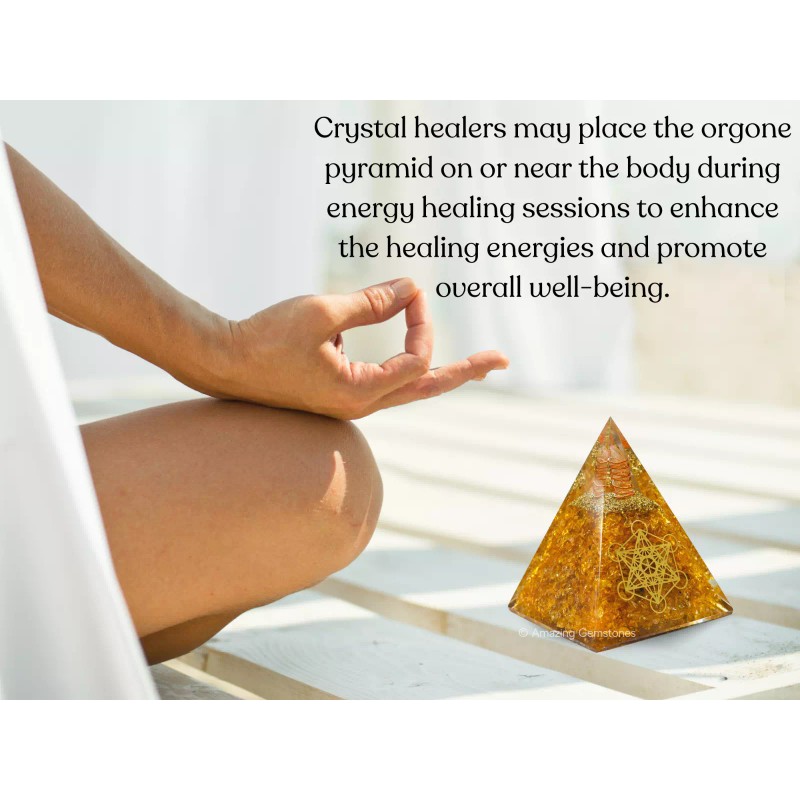 Metatron Cube Pyramid with Citrine – Abundance & Positive Energy