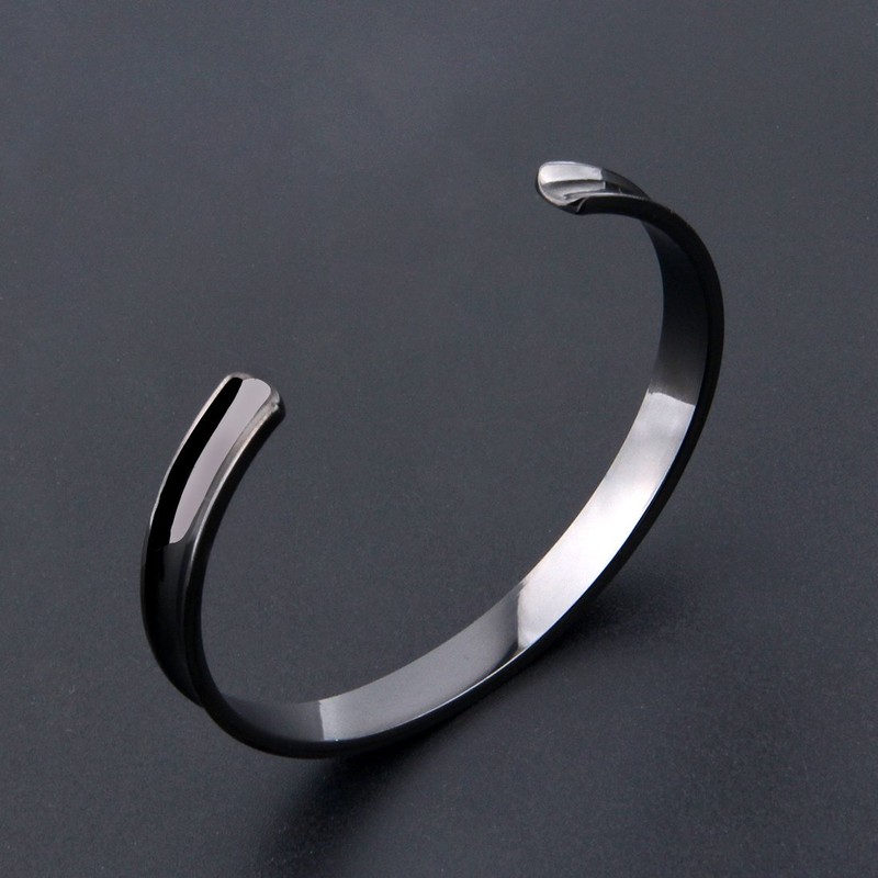 Zuo Bao Hair Tie Bracelet Stainless Steel Grooved Cuff Bangle