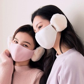 Earplugs, thermal insulation, integrated three-dimensional design, brushed lining Cold weather mask white 2ea
