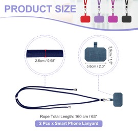 PATIKIL Smart Phone Lanyards, 2 Pack Universal Cell Phone Lanyards Adjustable Phone Strap Crossbody Lanyard Patch with Neck Strap Fits Most Smartphones, Dark Blue
