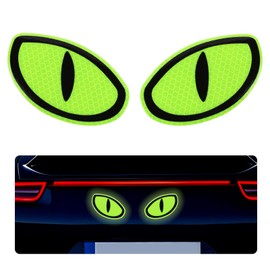 Hovom 2PCS Car Reflective Stickers, Cool Cute Eyes Auto Warning Decal, Motorcycle Helmet Stickers, High Visibility Reflective Decal for Night Safety Driving Bumper Window, Car Accessories (Green)