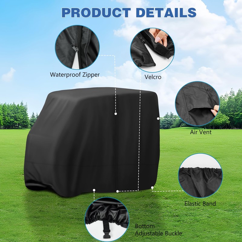 Jungda Golf Cart Cover,Waterproof Universal 4 Passenger Golf Cart Covers,Golf