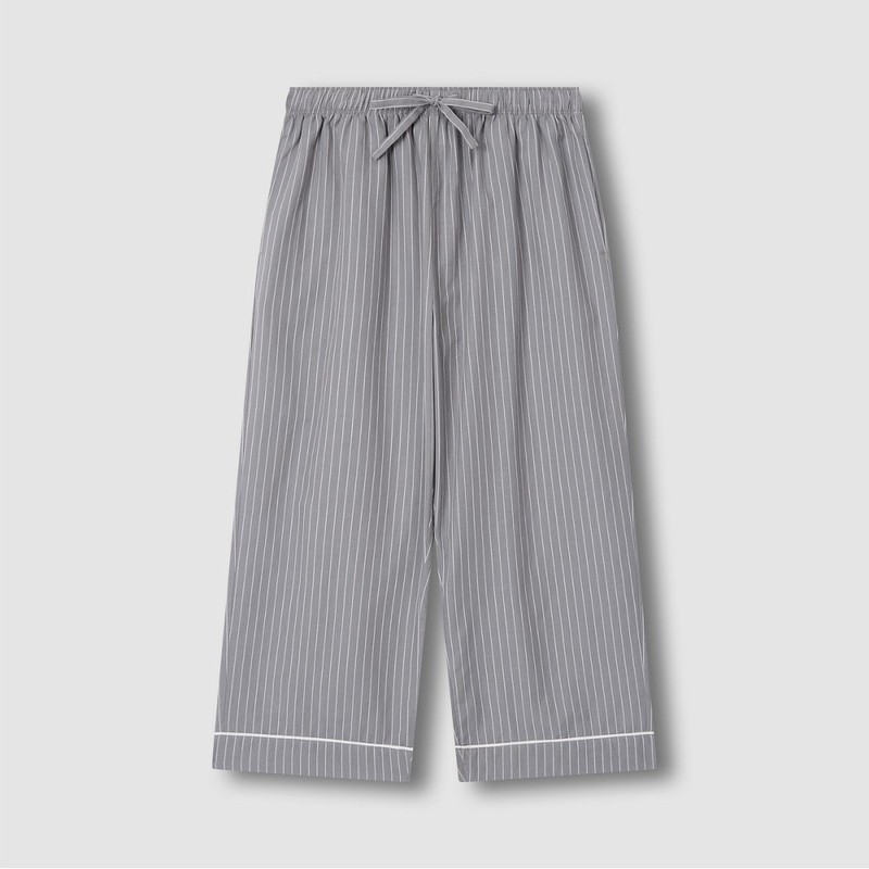 JAJU [JAJU] Women's Light Cotton 7/8 Pajama Set_Light Gray