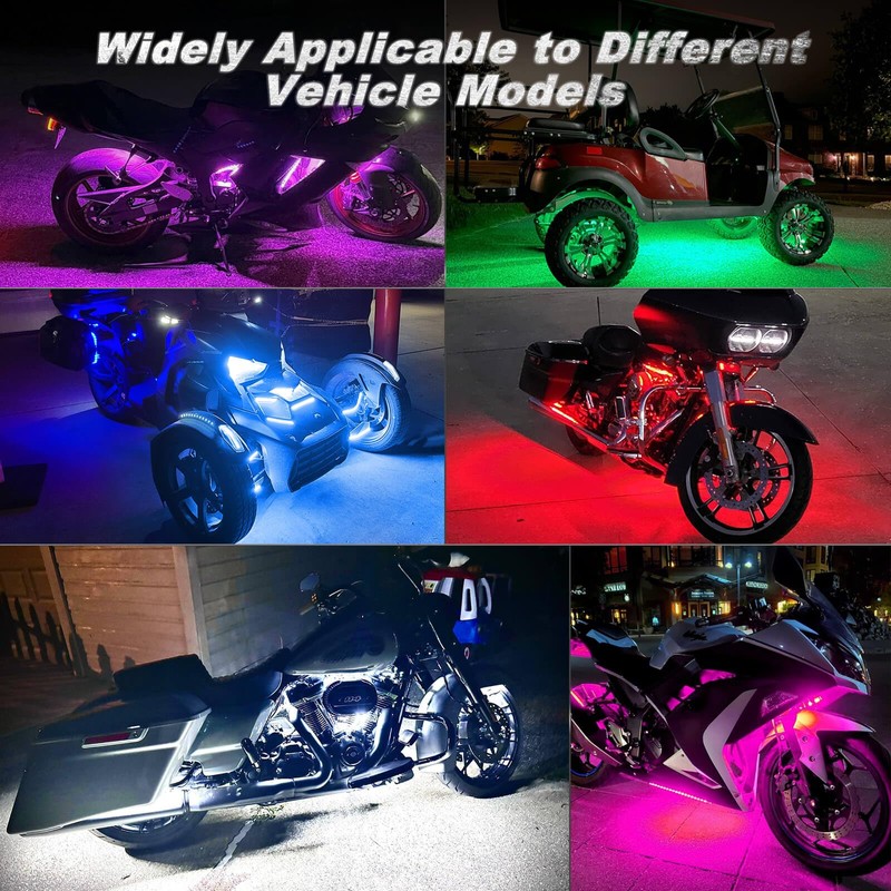 LD DARKEAGLE 16PCS Motorcycle LED Light Kit with Handlebar Switch