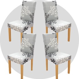ZHILING Chair Covers Set of 4 Super Fit Stretch Removable Washable Dining Room Chair Protector Cover Seat Cover for Hotel, Dining Room, Ceremony, Banquet, Wedding Party (Leaf Style)