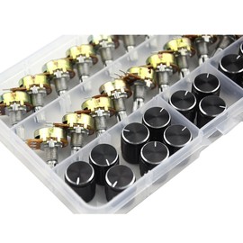 WMYCONGCONG 20 PCS B10K 10K Ohm Knurled Shaft Linear Rotary Taper Potentiometer with Black Knob(WH148) Kit