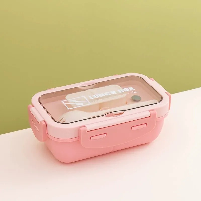 Lonchera Hermética 840 Ml Con Cubiertos Rosa