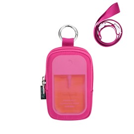 Beautyflier Double Pockets Travel Pouch Case for Touchland Power Mist and Glow Mist 1FL OZ, Storage Bag for Hand Sanitizer Spray Bottle, with Extra Removable Neck Strap, Fits Travel (Purplish Red)