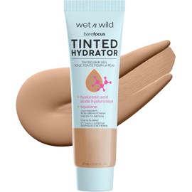 Wet n Wild Bare Focus Tinted Hydrator Medium Tan Hidratante con Color para Rostro, Base Ligera con Ácido Hialurónico y Escualano, Acabado Natural Semi-Mate, Cobertura Ligera a Media, Fórmula Vegana y Libre de Crueldad, Piel Hidratada 24H