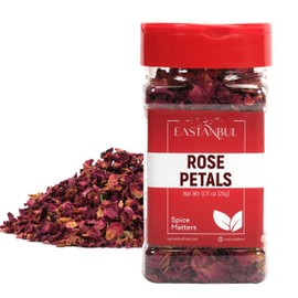 Eastanbul Dried Rose Petals, 0.71oz, Premium Edible Rose Petals, Dried Flower for Herbal Tea, Decoration, Sprinkles, Dessert Topping, From Mediterranean Flowers, Natural, Vegan, Gluten Free, Non GMO