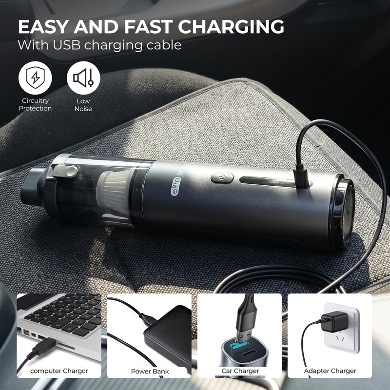 Handheld Vacuum Cleaner, EV1396 Cordless 100W 16000Pa Strong Suction with