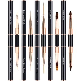 Nail Art Brushes Set - Professional 5pcs Double-Ended Acrylic Nail Art Brushes Liner Detail Thin Brushes For Drawing Design Brushes Gel Builder Brushes 3D Nail Art Tools For Salon At Home DIY Manicure Nail Art Tool Kit (Black)