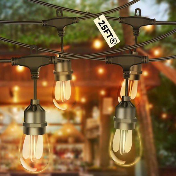 Licoopr Outdoor String Lights LED 25FT Patio Lights with S14