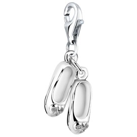 Ballerina Shoes Charm Pendant in Nena Lina 925er Sterling Silver for Charm Bracelet, Necklace, Earring, Bracelet and Charm Carrier Many Popular 713123-000