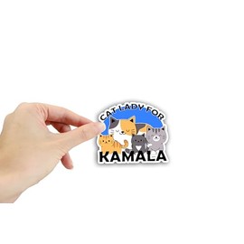 3" vinyl sticker - cAT LADY FOR kAMALA HARRIS waterbottle laptop scrapbook planner bujo gift waterproof matte