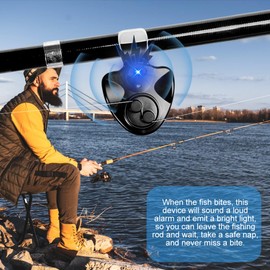 mizikuu Pack of 3 Electronic Bite Alarms, LED Light Strike LED Alarm Light Fishing with Motion Sensor Night Light Rod Tip Clip on Fish Bite Alarm for Fishing Tours