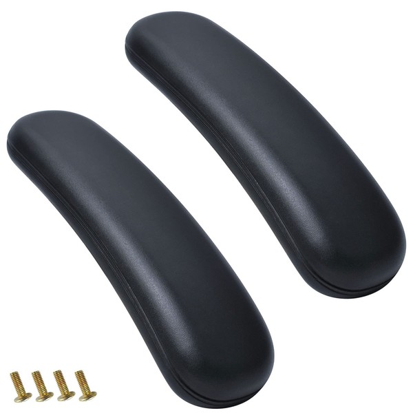 Office Chair Armrest Replacement Pads, Chair Armrest Pads Universal Soft PU Leather Office Chair Parts Arm Rest Pads for Desk Chair with Mounting Hole, Black (2 Pack)