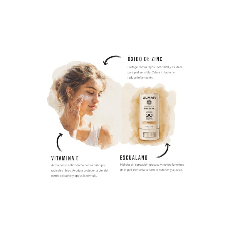 Ulmar Protector Solar Facial Mineral en Barra FPS30 UVA +