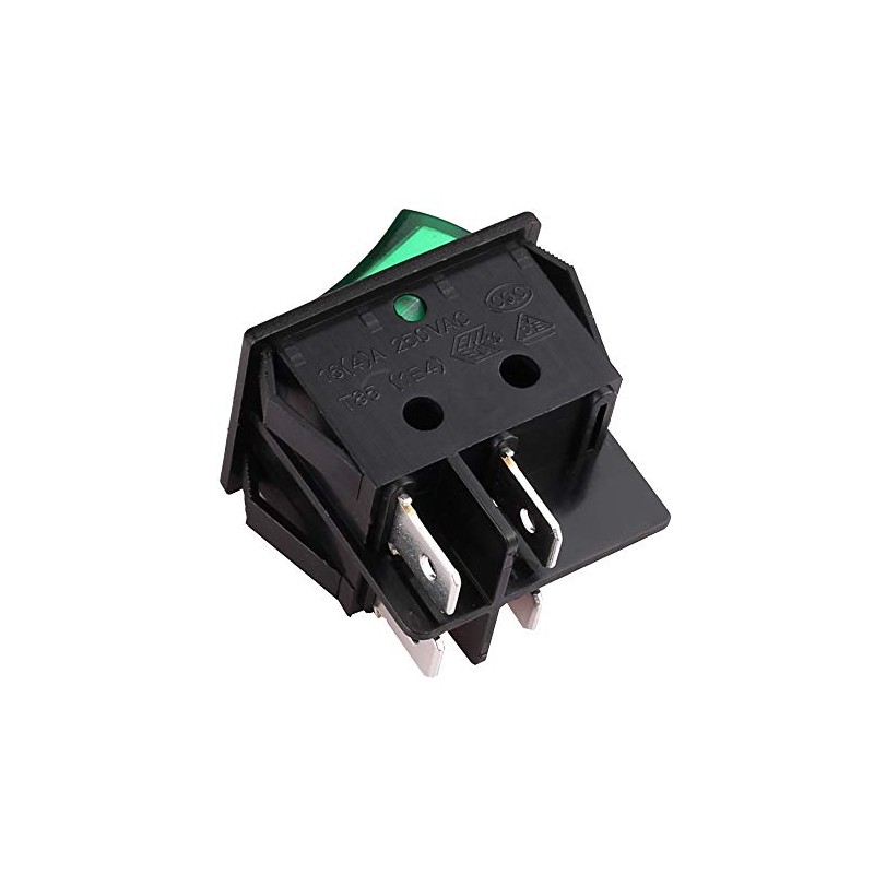 CLDIY DPST 4 Pins 2 Position On/Off Green LED Light