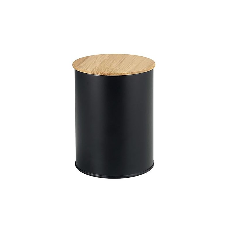 Sato Metal Canister Wood Black Size: Approx. W 3.8 x