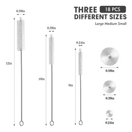 Feehope 18Pcs Straw Cleaner Brush, Straw Cleaner with Extended Handle for Deep Cleaning, Straw Brushes for Drinking & Glass Straws – Reusable and Easy to Use