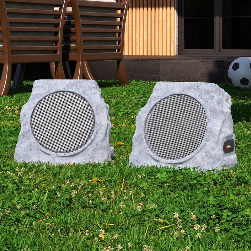 2 Pack Solar Rock Speakers Outdoor Waterproof Patio with Lights