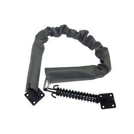 QCAA Extra Heavy Storm Door Chain Check, 32" Length, Solid Brass Bracket Matte Black, 304 Stainless Steel Hook, Grey Textured Vinyl Cover, 1 Pack, Made in Taiwan