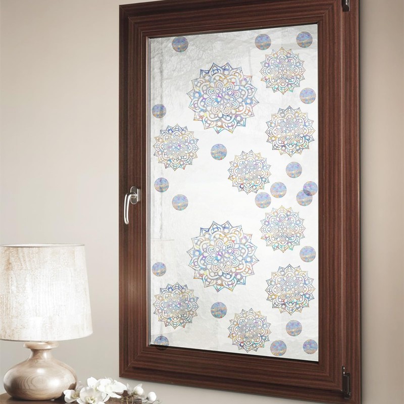 17 PCS Mandala Window Clings for Glass Windows, Big Mandala