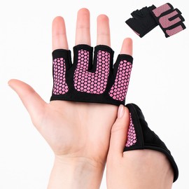 Mini Workout Gloves Women - Thin Gym Gloves with Grips for Weight Lifting, Pilates, Yoga & Dance - Minimal Fingerless Callus Guard for Women Weightlifting Exercise