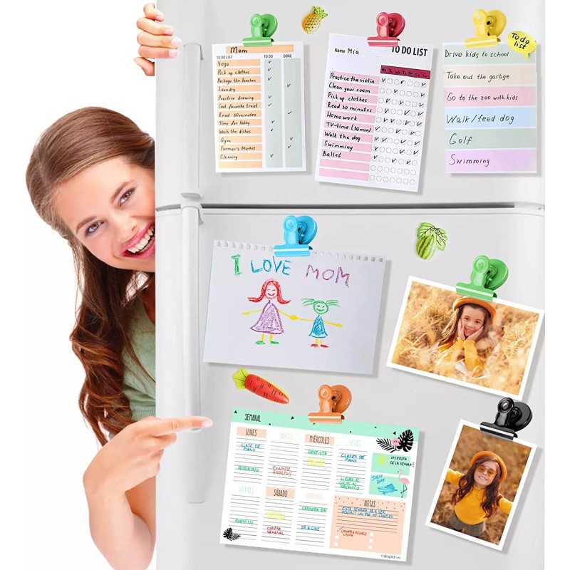 VNDUEEY 6 Pack Colorful Magnetic Clips for Whiteboard Refrigerator Magnets