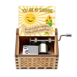 Hefonti You are My Sunshine Music Box Gift for Girlfriend Wife, Christmas Anniversary Valentine Birthday Sunshine Gifts to Daughter Son Wooden Hand Crank Musical Box