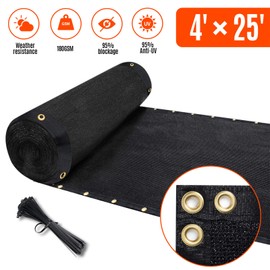 AofeiGa 4'×25' Privacy Fence Screen Windscreen Heavy Duty Fence Shade Net Cover for Outdoor Yard Wall Garden Backyard 180 GSM (Black) …