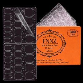 FNNZ 15 Sizes Nail Adhesive Tabs, 300Pcs 0.3MM Pro Max Sticky Nail Tabs