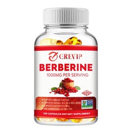 GREVIP - Berberine Ingredient Capsules - 60/120 capsules - Vegetarian, Non-GMO, All-natural Supplement - For Immune System, Gastrointestinal - Specification: 60 capsules