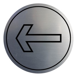 Signs ByLITA Circle Directional Arrow Left Graphic Door or Wall Sign | Easy Installation | Durable Construction | Promote Health And Safety | Caution Warning Sign for Home, Business and Office Spaces Sign (Brushed Silver) - Large