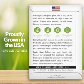 Survival Garden Seeds - Crackerjack Marigold Seed for Planting - 1 Packet with Instructions to Plant & Grow in Your Home Vegetable Garden - Non-GMO Heirloom Variety