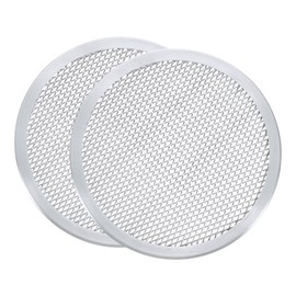 sourcing map 2 Pcs Pizza Screen, 9" Restaurant-Grade Aluminum Round Pizza Baking Screen with Holes Seamless for Pizza Party Kitchen Restaurant Cooking, Silver Tone