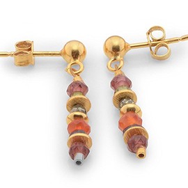 Gemstone Stud Earrings High-Quality Goldsmithing Work from Germany (Sterling Silver 925, Gold-Plated) Women's Earrings with Expertise, Sterling Silver, Carnelian