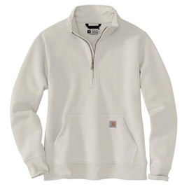 Carhartt Women's Relaxed Fit Midweight Quarter-Zip Mock-Neck Sweatshirt, Malt, Large