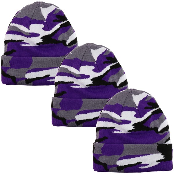 Gelante Gorro unisex de punto cálido de color sólido, Púrpura (Purple Camo), Talla única