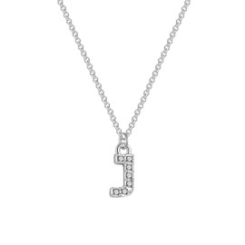 Philip Jones Pave Initial Necklace Letter J Created with Zircondia® Crystals